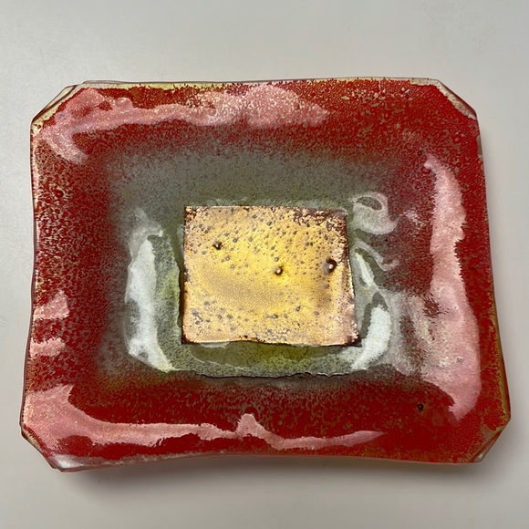 Vintage Italian Rectangle Glass Art Dish. - Picture 1 of 7